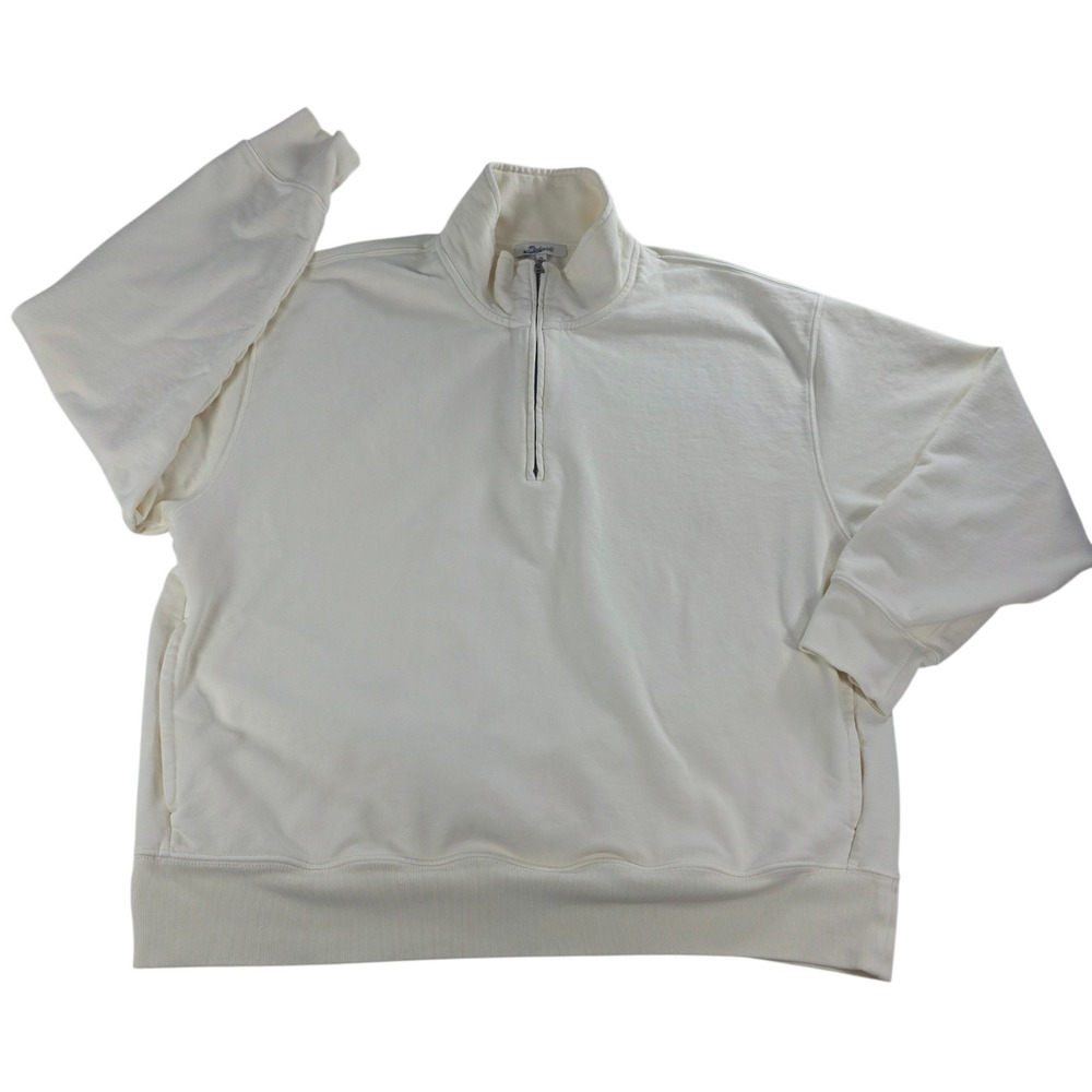 Madewell Quarter Zip Pullover Cotton Cream Sweatshirt Off White XL Mens Gorpcore